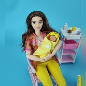 Mattel Curvy Barbie Extra Doll Zuru My Mini Baby Girl + Nursery Accessories Lot